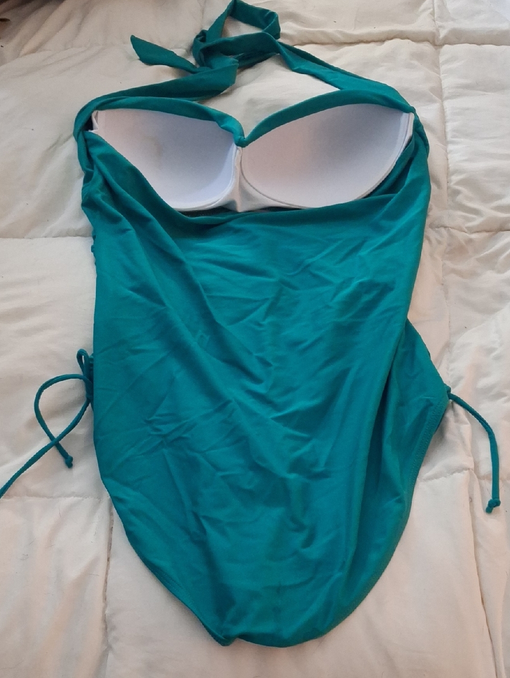 Teal One-Piece Halter Swimsuit - Picture 2 of 3